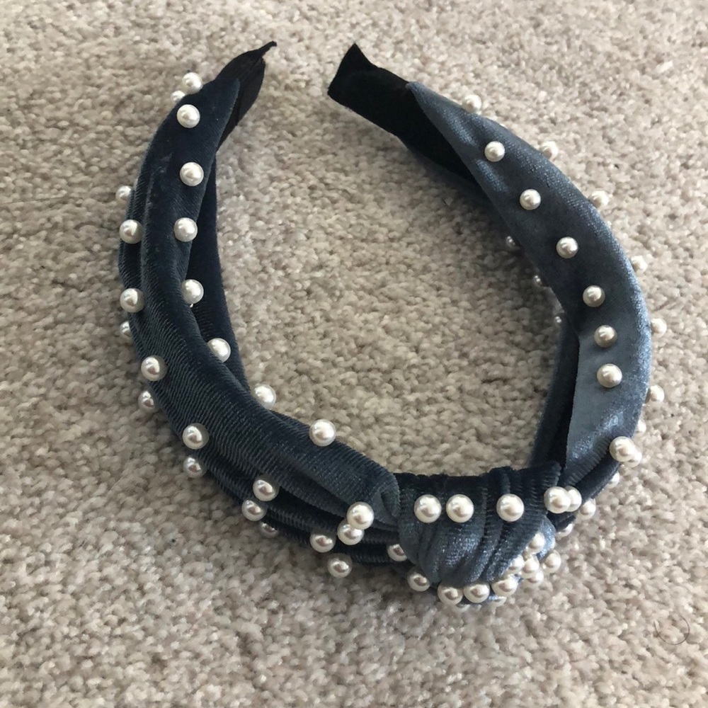 DONATED Pearl Headband Grey Blue
